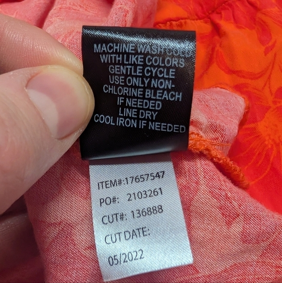 TORRID (2X) Lace Up Hi-Low Babydoll Dress Stretch Challis Floral Orange - Picture 8 of 9